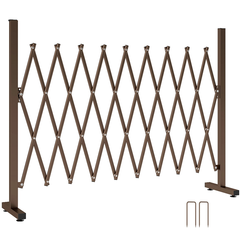 Recinzione per Giardino a Larghezza Regolabile, in Metallo e Alluminio, 250x31x103.5 cm, Marrone