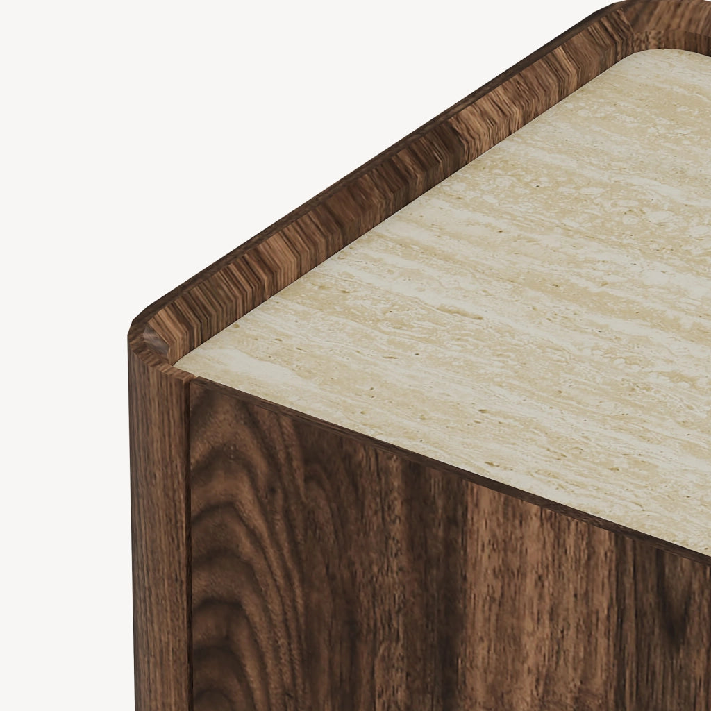 Credenza Trorlon a 2 Ante Mobile Contenitore 83x80x40 cm - Effetto Noce/Travertino [en.casa]