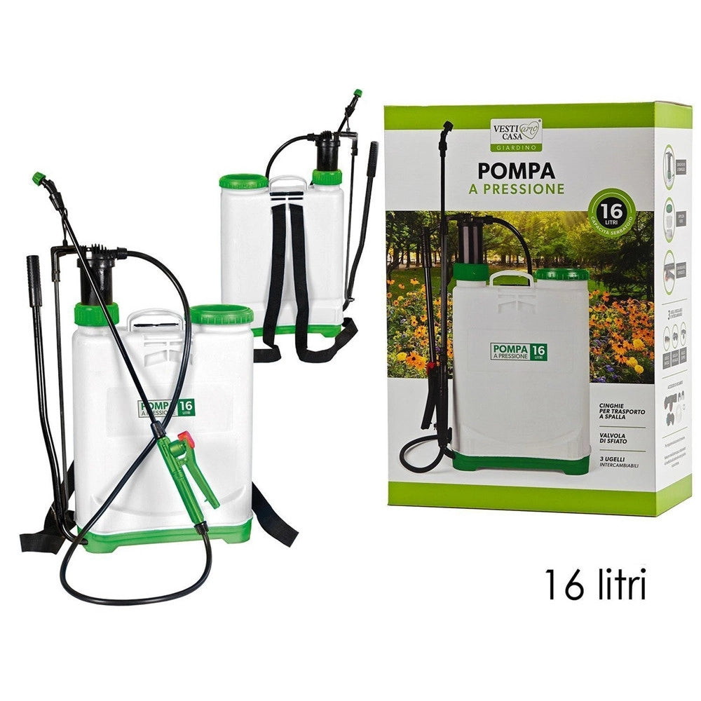 Trade Shop - Pompa A Pressione A Spalla 16lt Irroratrice Valvola Di Sfiato Autonomia 6h Completa -