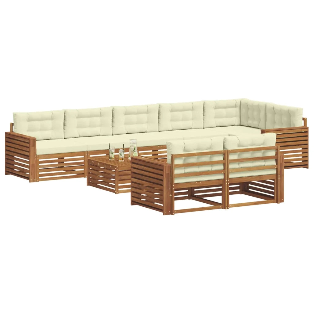 Set di divani da esterno con cuscino 9 pcs Naturale e Crema