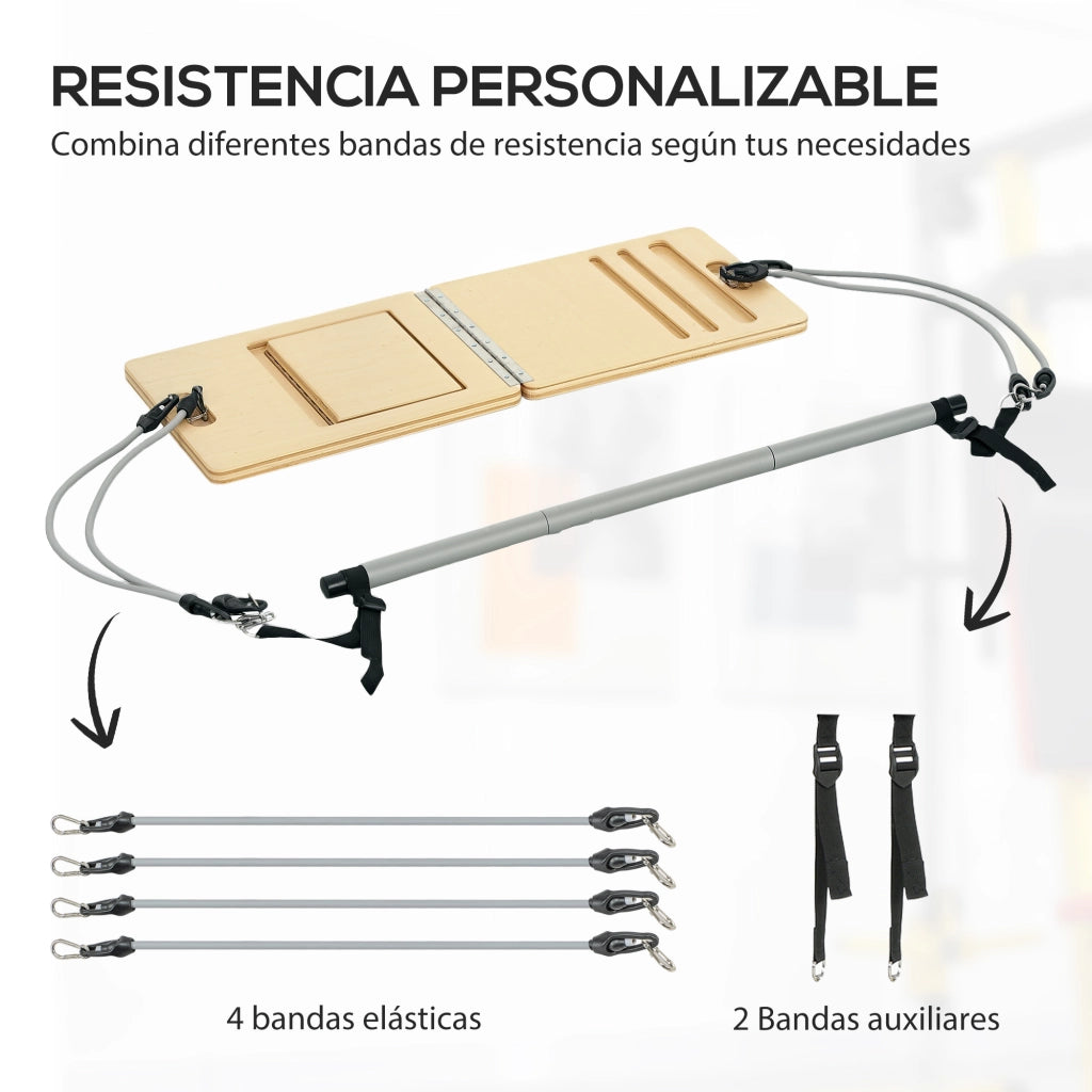 Barra Pilates con Bande Elastiche ¨C zephmum ¨C 90x33x3 cm
