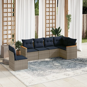 Set Divani da Giardino 6 pz con Cuscini Grigio in Polyrattan 3226019