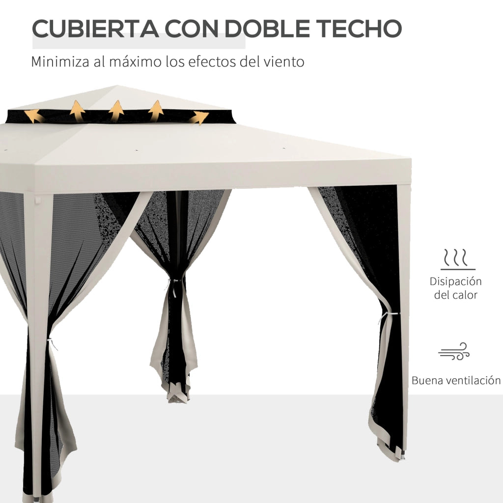 Gazebo Giardino 3x3 m ¨C zephmum ¨C Crema Metallo