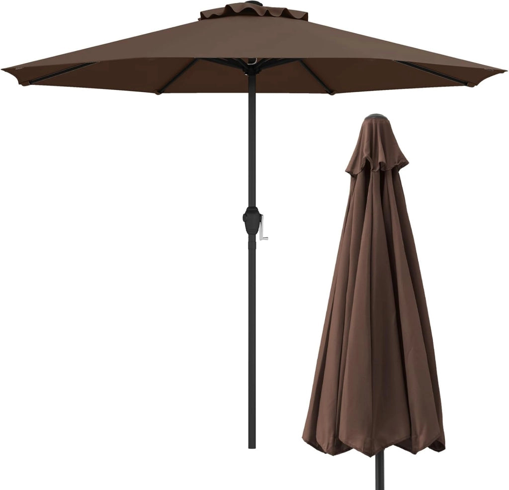 Ombrellone da Giardino Ø 260/360 cm con Manovella e 8 Stecche, Ombrellone Parasole Ventilato, Telaio in Metallo, Anti UV, da Esterno, Terrazzo, Spiaggia, Balcone, Mercato