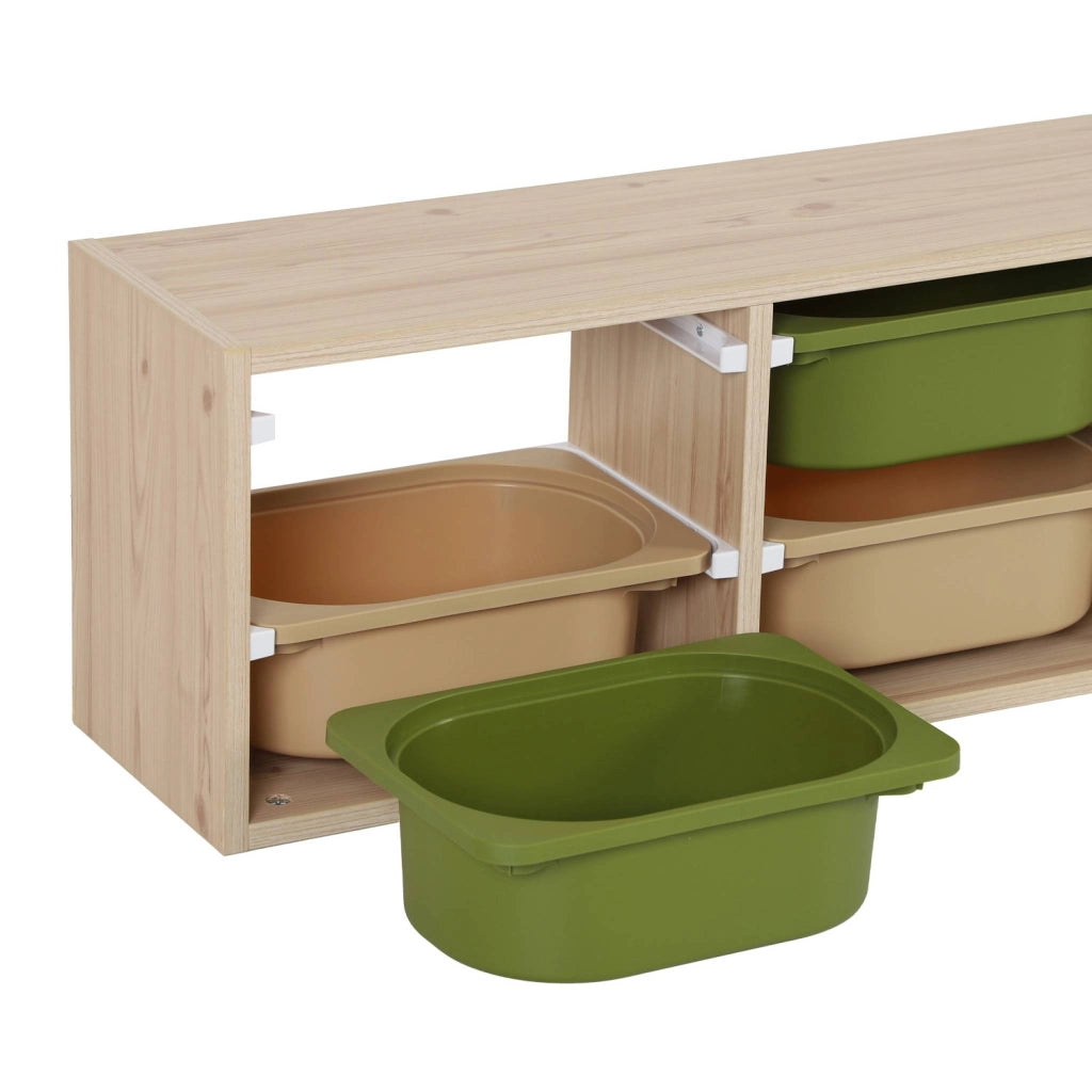 Mobile di stoccaggio per bambini con 6 contenitori colorati, verde