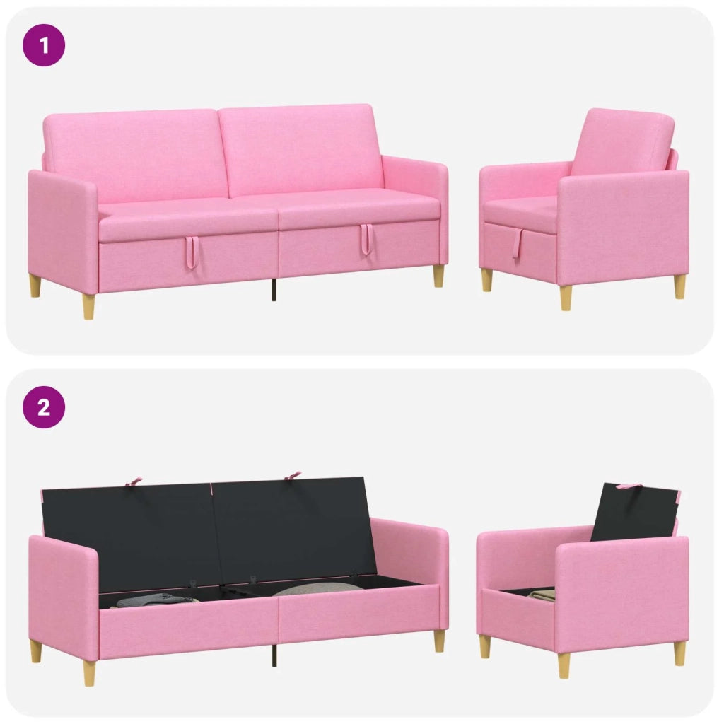 Set di Divani con Storage 2 pcs Rosa Poliestere 3429244
