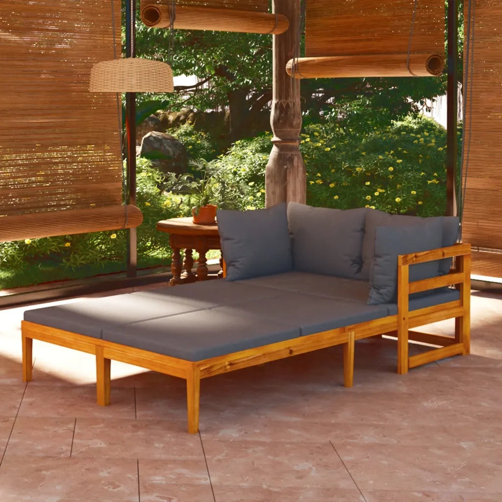 Lettini Prendisole con Cuscini Grigio Scuro 2 pz Legno d'Acacia 3087269