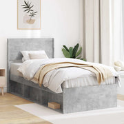 Struttura del letto con stoccaggio e testata Grigio Cemento