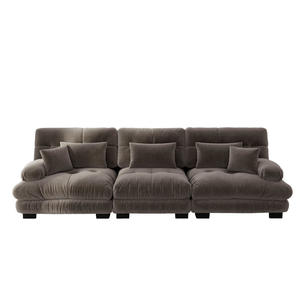 Divano Angolare Modulare 3 Posti ¨C MINIMAL ¨C Chenille Marrone, Divano Letto