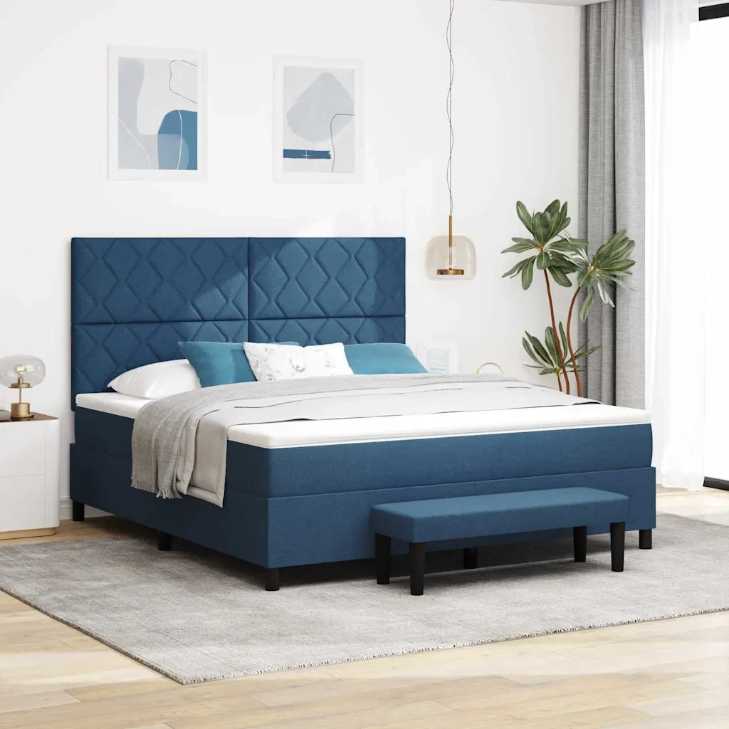 Letto a molle con testiera Blu 180 x 200 cm Tessuto 3344169