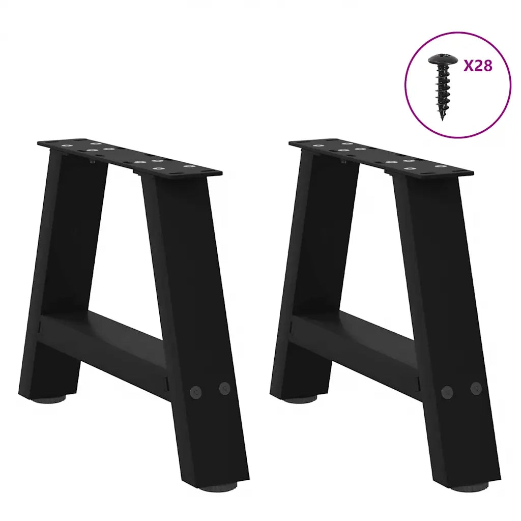 vidaXL Gambe per Tavolino da Caffè a Forma di A 2 pz Nere 50x(30-31) cm Acciaio