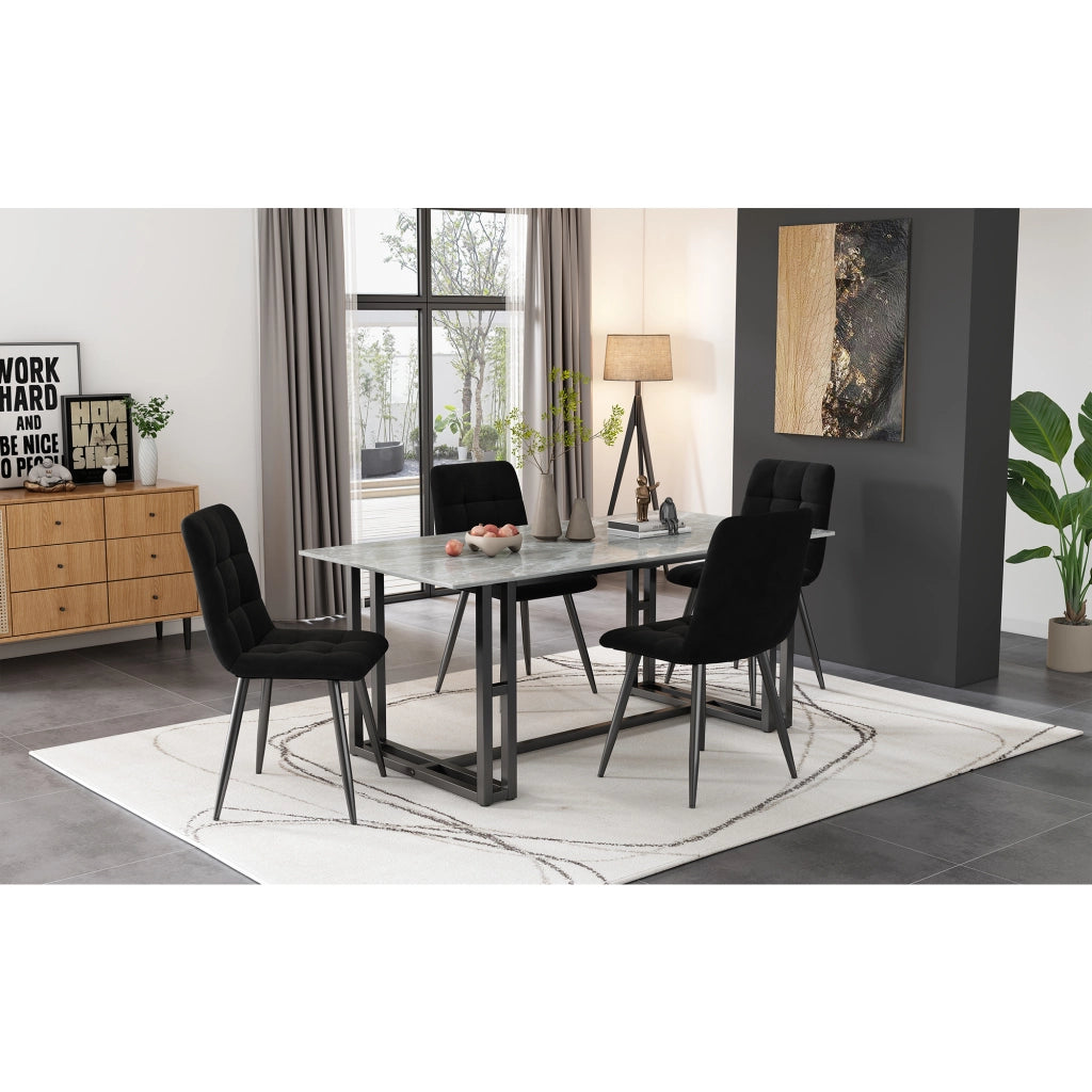 SEDIA DA PRANZO Set da 4 pezzi 44x41x86 cm Velluto Nero