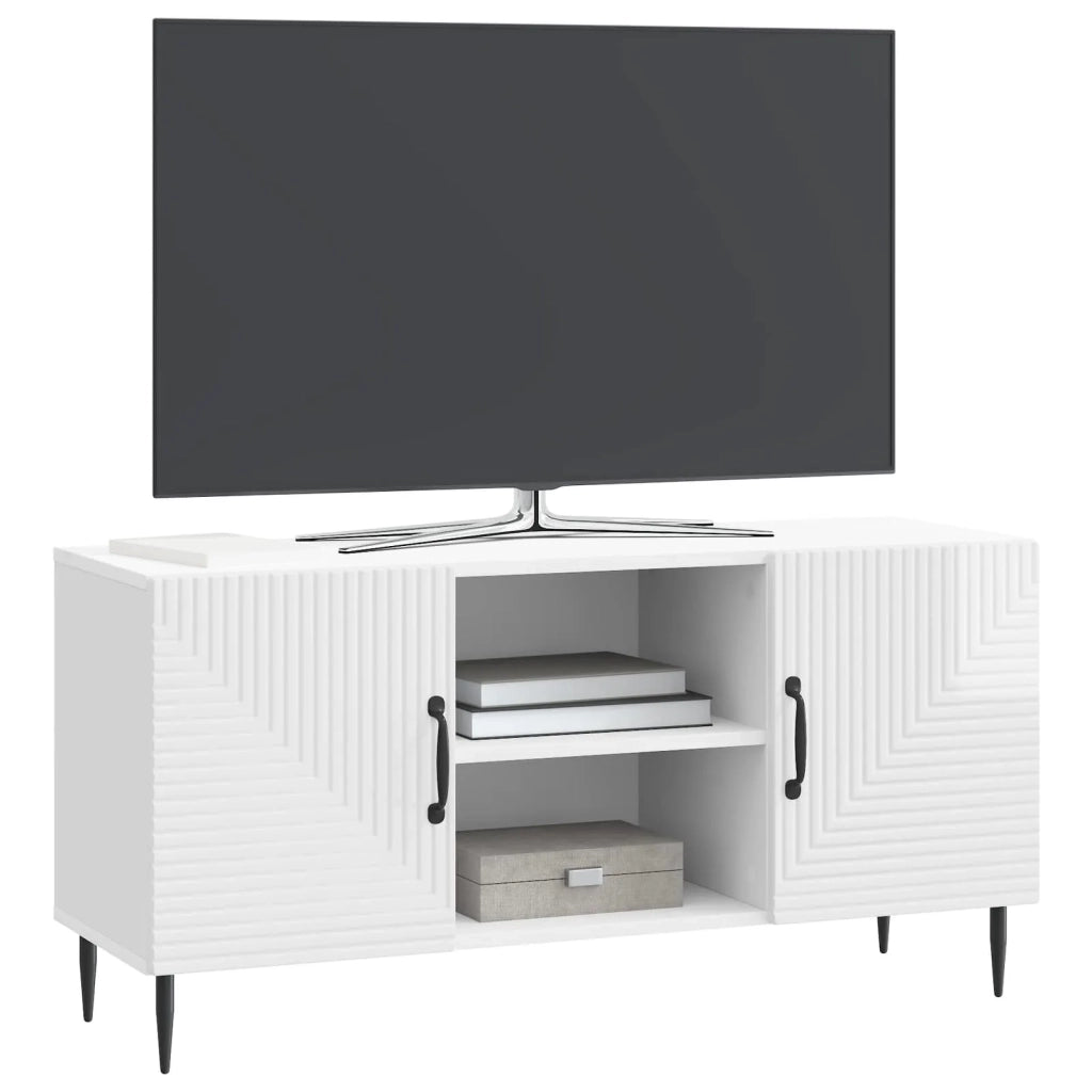 Mobile TV Bianco Lucido 102 x 34,5 x 50 cm Legno ingegnerizzato