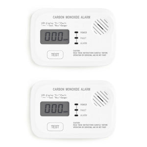 Set 2x Rilevatore monossido di carbonio con display 120 x 74 x 31 mm, allarme CO con batterie sostituibili incluse