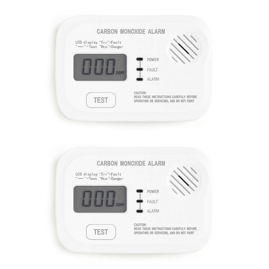 Set 2x Rilevatore monossido di carbonio con display 120 x 74 x 31 mm, allarme CO con batterie sostituibili incluse