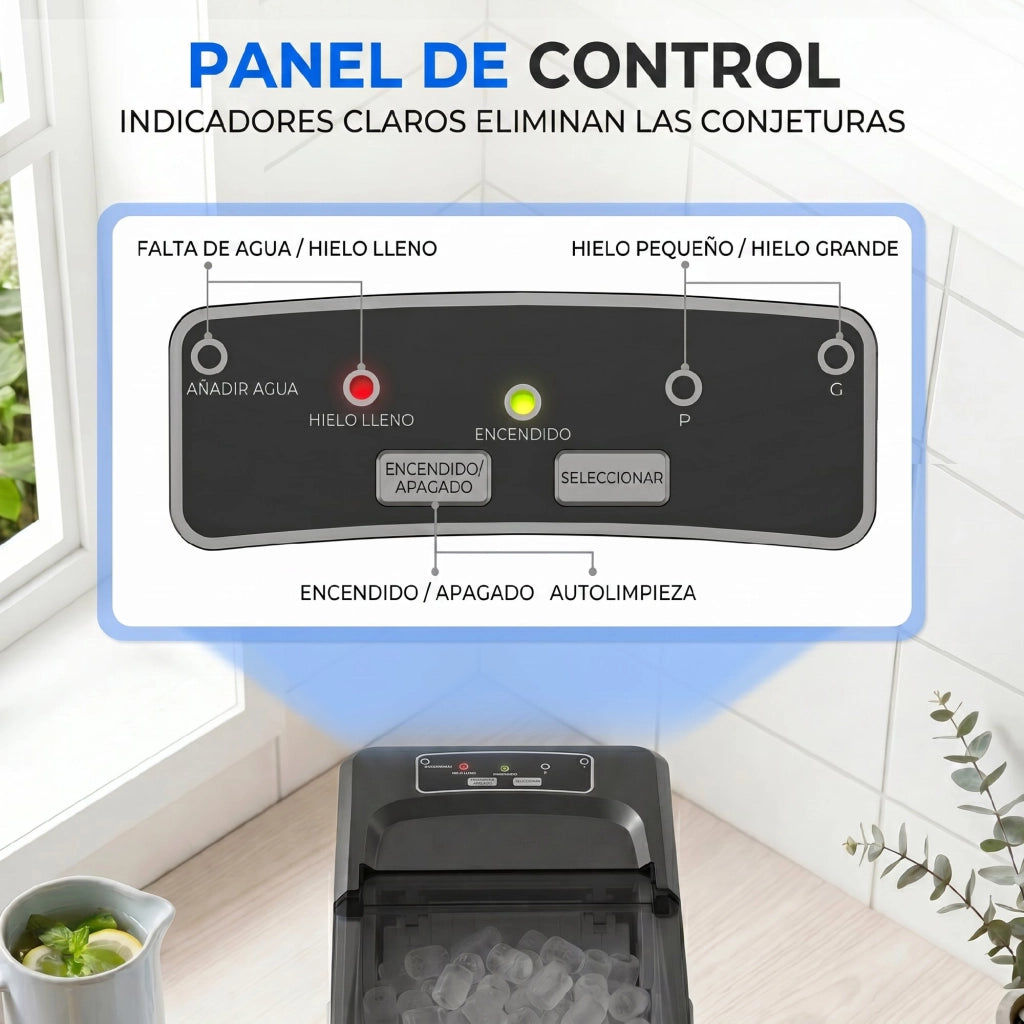 Macchina del ghiaccio automatica ¨C zephmum ¨C 12 kg/24h, 9 cubi in 7 minuti, 2 dimensioni, 1.5L, blu