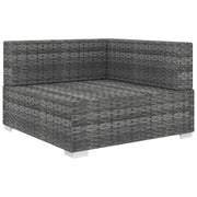 Sedia da giardino-Poltrona Modulare ad Angolo 1 pz con Cuscini Polyrattan Grigio