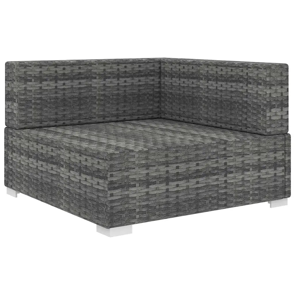 Sedia da giardino-Poltrona Modulare ad Angolo 1 pz con Cuscini Polyrattan Grigio