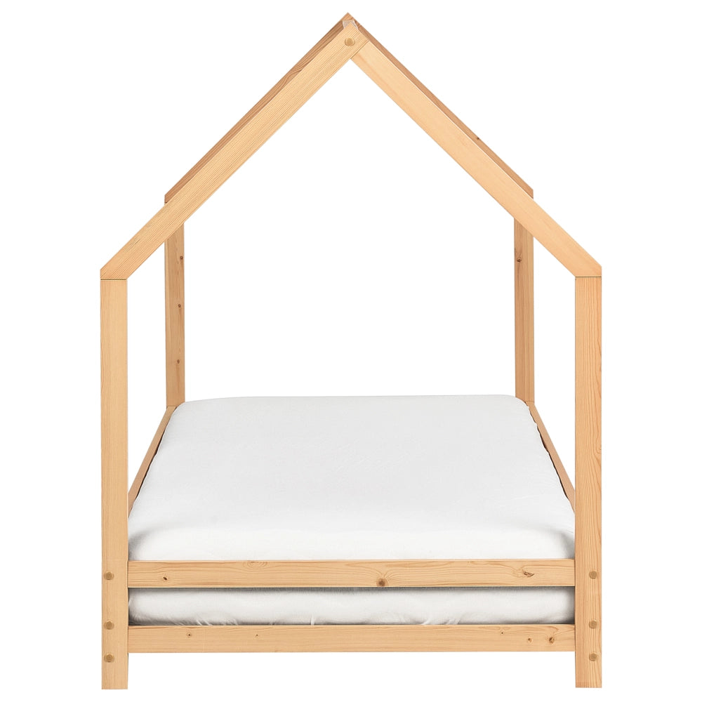 Letto per bambini con baldacchino e rete in legno di pino chiaro 90 x 200 cm cemeretta