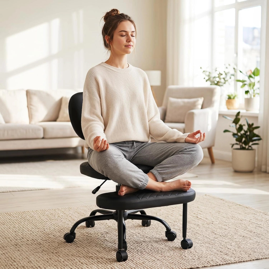 Sedia Ergonomica Posturale con Poggiapiedi, Altezza Regolabile | Poltrona Imbottita con Ruote e Schienale Ergonomico, per Lavoro Ufficio Studio, Portata 115 kg