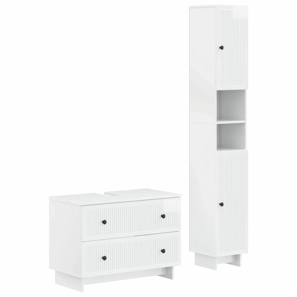 Set di Armadi da Bagno da 2 Pezzi EDE Bianco Lucido 3417499