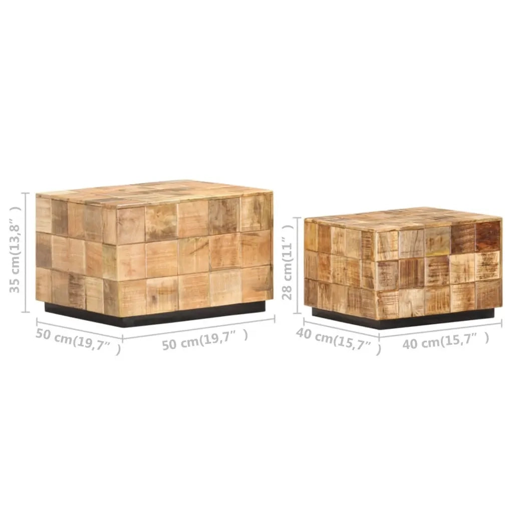 Tavolini da Salotto 2 pz a Blocchi Legno di Mango Grezzo 286435
