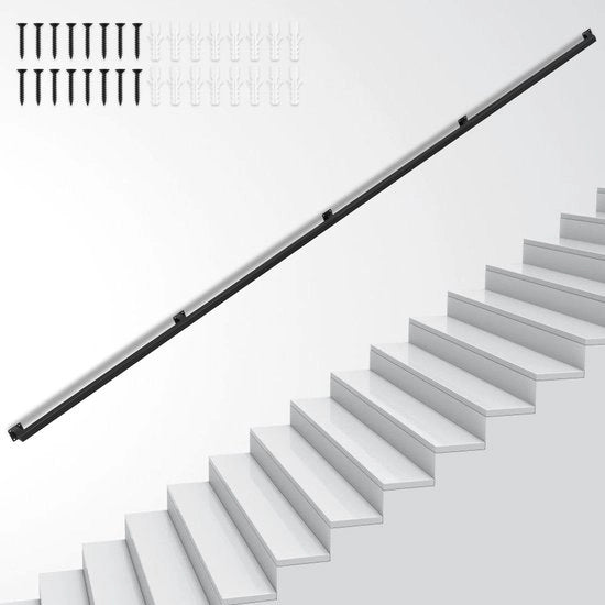 Levatura Quadrata in Metallo, Parapetto di Sicurezza da Muratura per Interno e Esterno, Compreso il Set di Montaggio, 360 cm