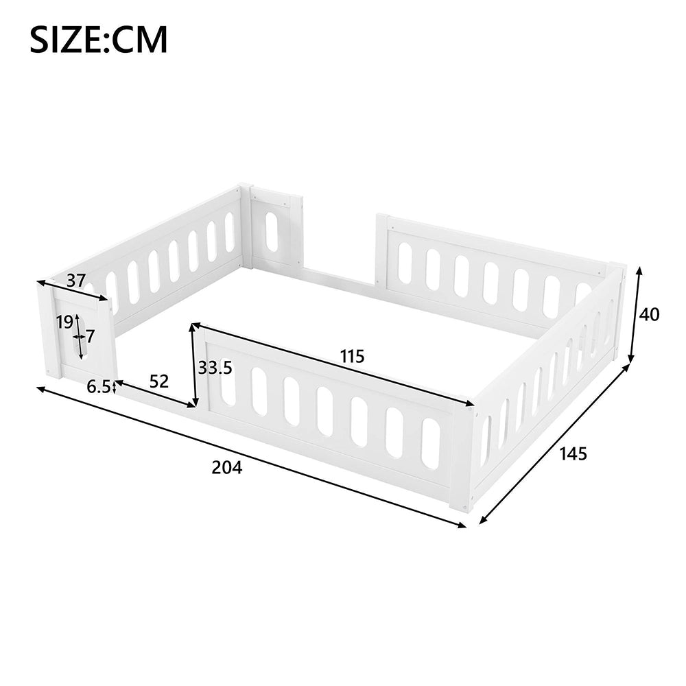 Letto 140x200cm in legno - Xylo - piattaforma con barriera bianco