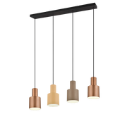 Lampada a sospensione 4 diffusori, metallo, multicolor, 87x150x12 cm, Agudo