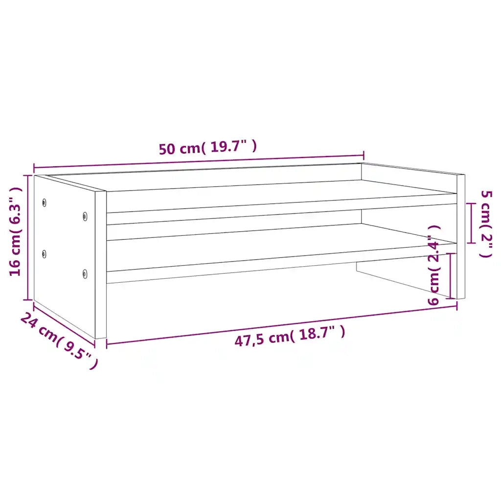 Supporto per Monitor Bianco 50x24x16 cm Legno Massello di Pino CFW8109348