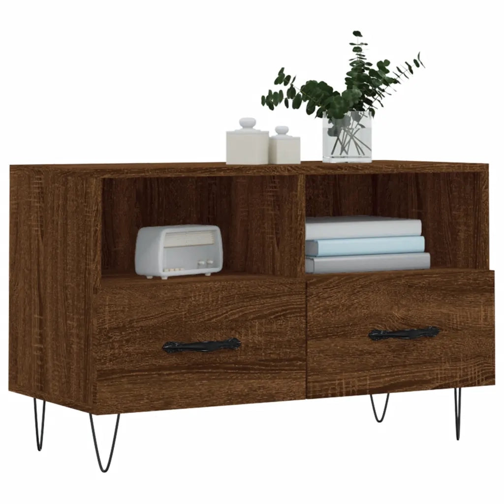 Mobile Porta TV Rovere Marrone 80x36x50 cm in Legno Multistrato 828971