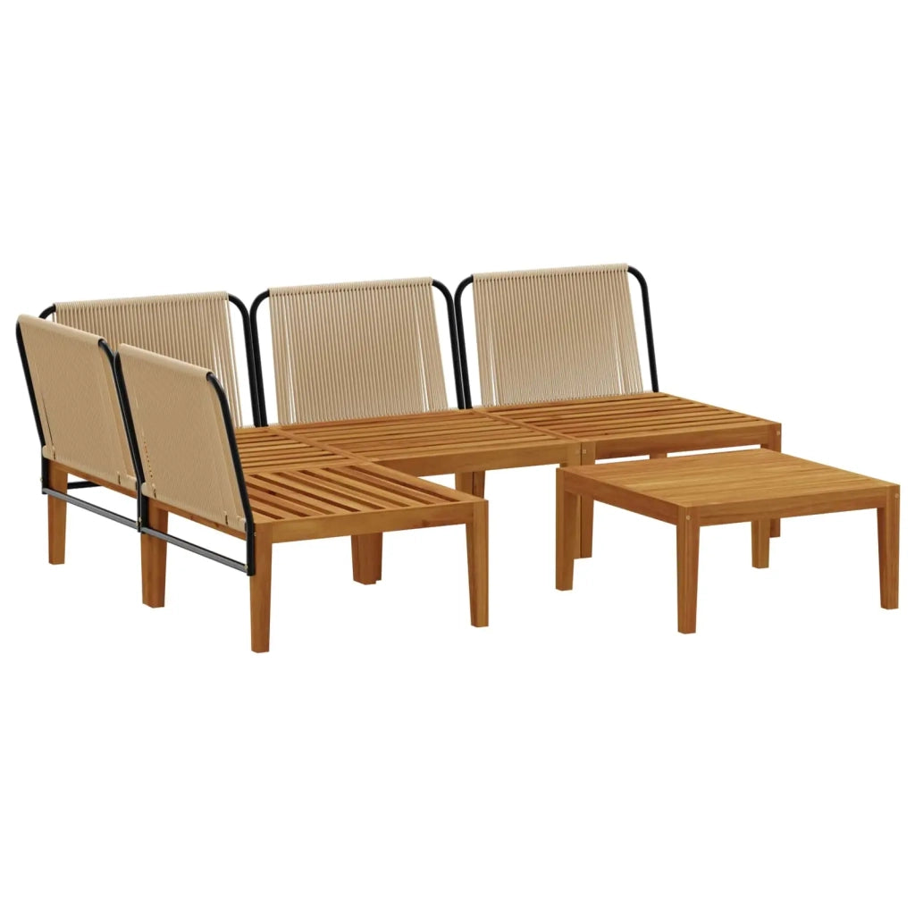 5 pcs Legno massiccio di acacia e corda Naturale 3407787