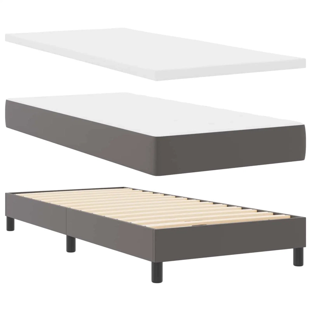 Letto a molle con materasso Grigio 100 x 200 cm Pelle sintetica 3339038