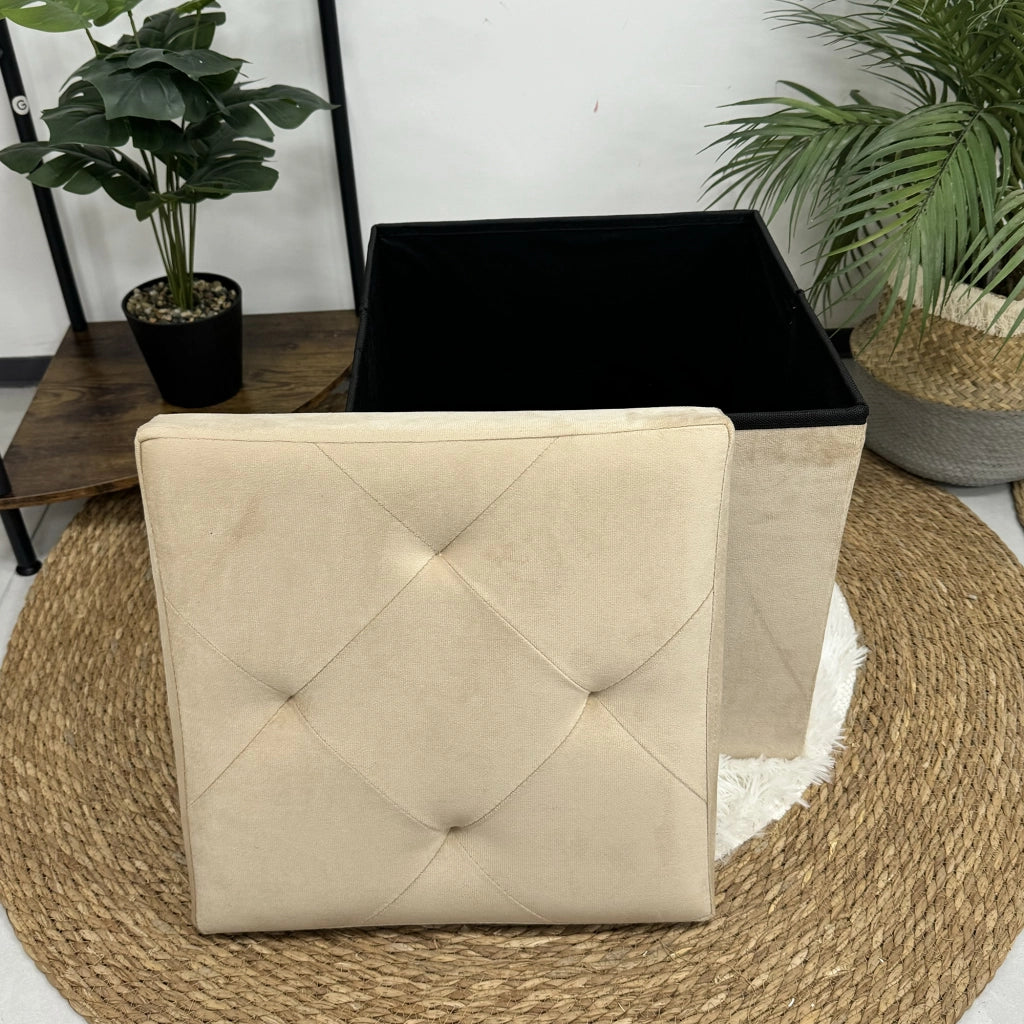 Pouf Contenitore In Velluto Quadrato Moderno Panca Cassapanca Soggiorno Panchina Per Ingresso Scarpiera Sgabello Panca Moderna  Panna