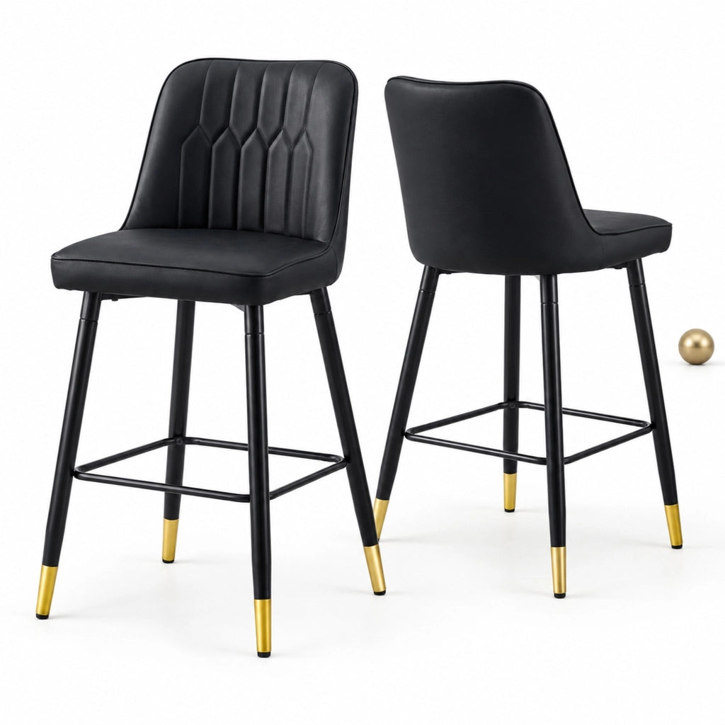 Set di 2 sgabelli da bar 100 cm in PU nero e metallo, poggiapiedi, per isola