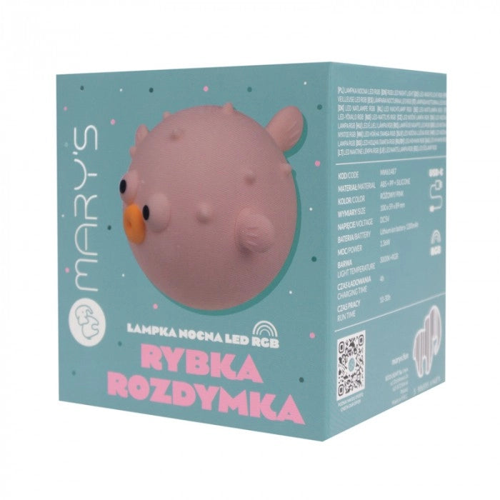 Lampada notte bimbi wireless RGBW pesce rosa 1,36W Mary's
