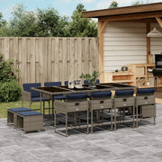 Set da pranzo da giardino da 13 pz con Cuscini in Polyrattan Grigio 3278112