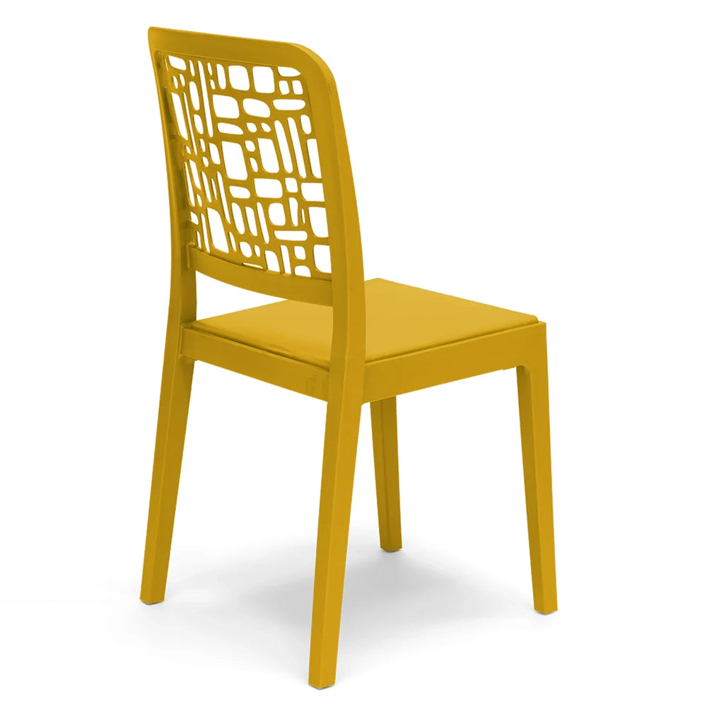 Sedia in polipropilene MEDEA, impilabile, resistente ai raggi UV, design moderno, ideale per sala da pranzo, cucina, sala d’attesa, bar, ristoranti o giardino, colore Senape