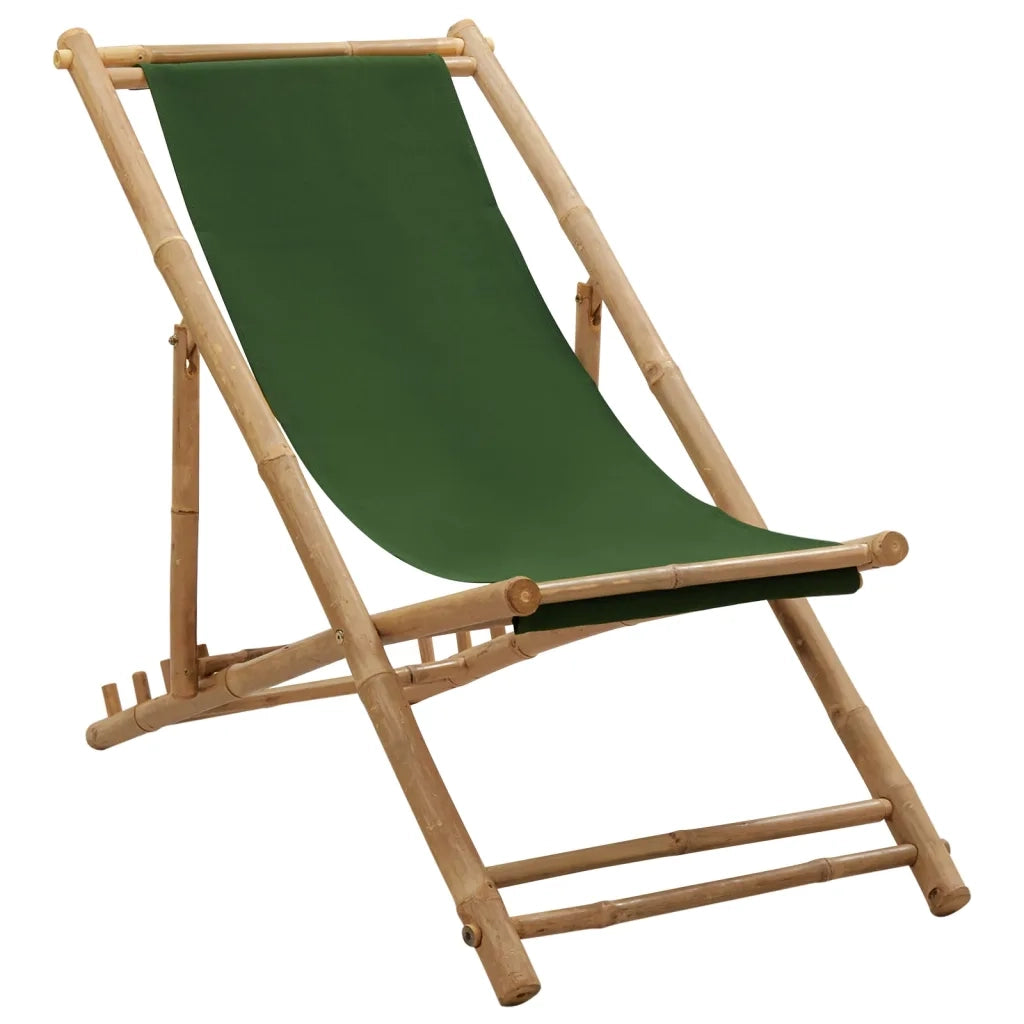 Sedia a Sdraio in BambÃ¹ e Tela Verde cod mxl 8878