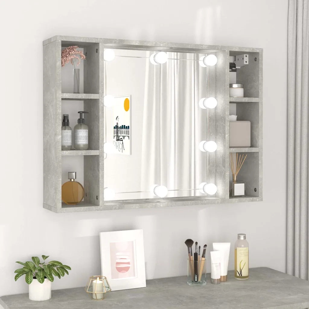 Mobile a Specchio con LED Grigio Cemento 76x15x55 cm CFW3969405