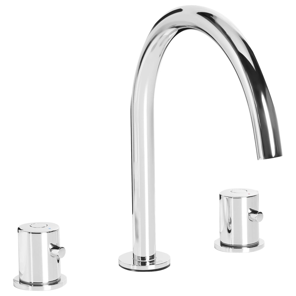 Rubinetto miscelatore per lavabo in ottone argentato a due maniglie con beccuccio curvo Accessori bagno Bagno