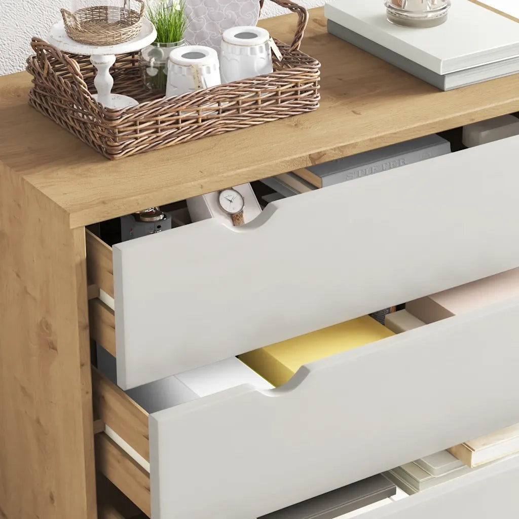 Cassettiera OTTA Marrone e Bianco 76,5x39,5x90 cm Legno di Pino 348584