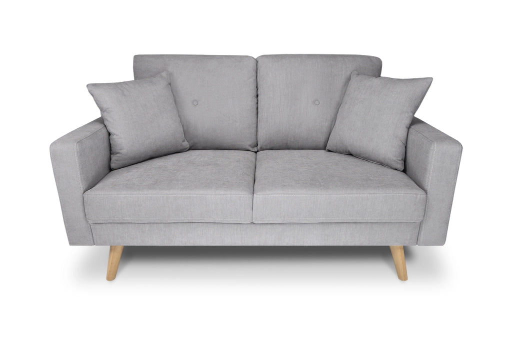 Divano 2 posti in tessuto vellutato grigio piedi in legno - Chloe DI2P-CH01FBC-PL