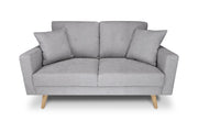 Divano 2 posti in tessuto vellutato grigio piedi in legno - Chloe DI2P-CH01FBC-PL