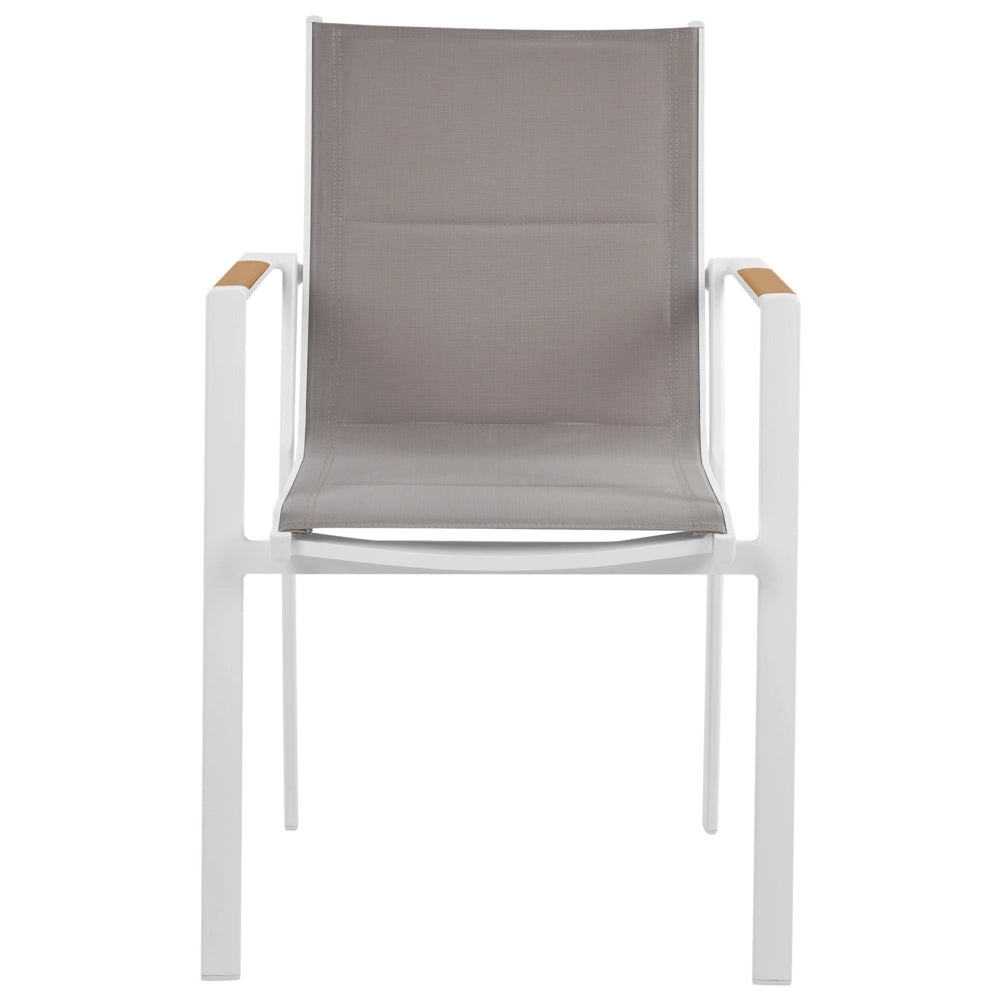 Set di 6 sedie da pranzo da giardino Telaio in alluminio bianco Materiale sintetico Grigio Design moderno per esterni