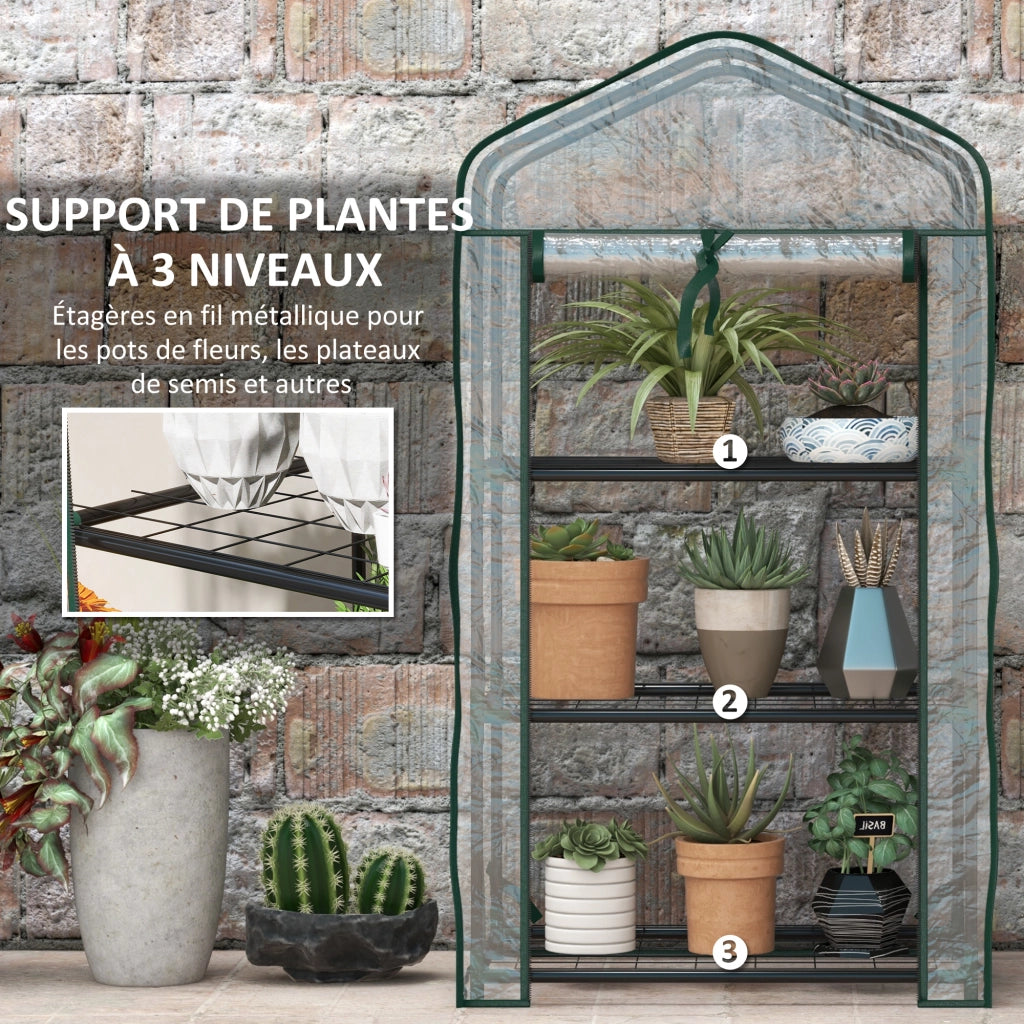 Serra da Giardino 3 Ripiani ¨C Zephmum ¨C Verde 59x39x127 cm