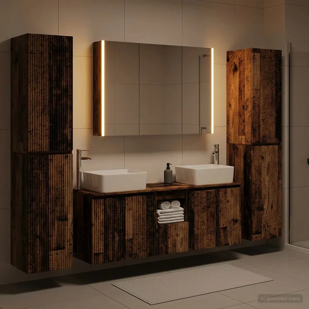 Set di mobili per il bagno 6 pcs Legno antico 3407237