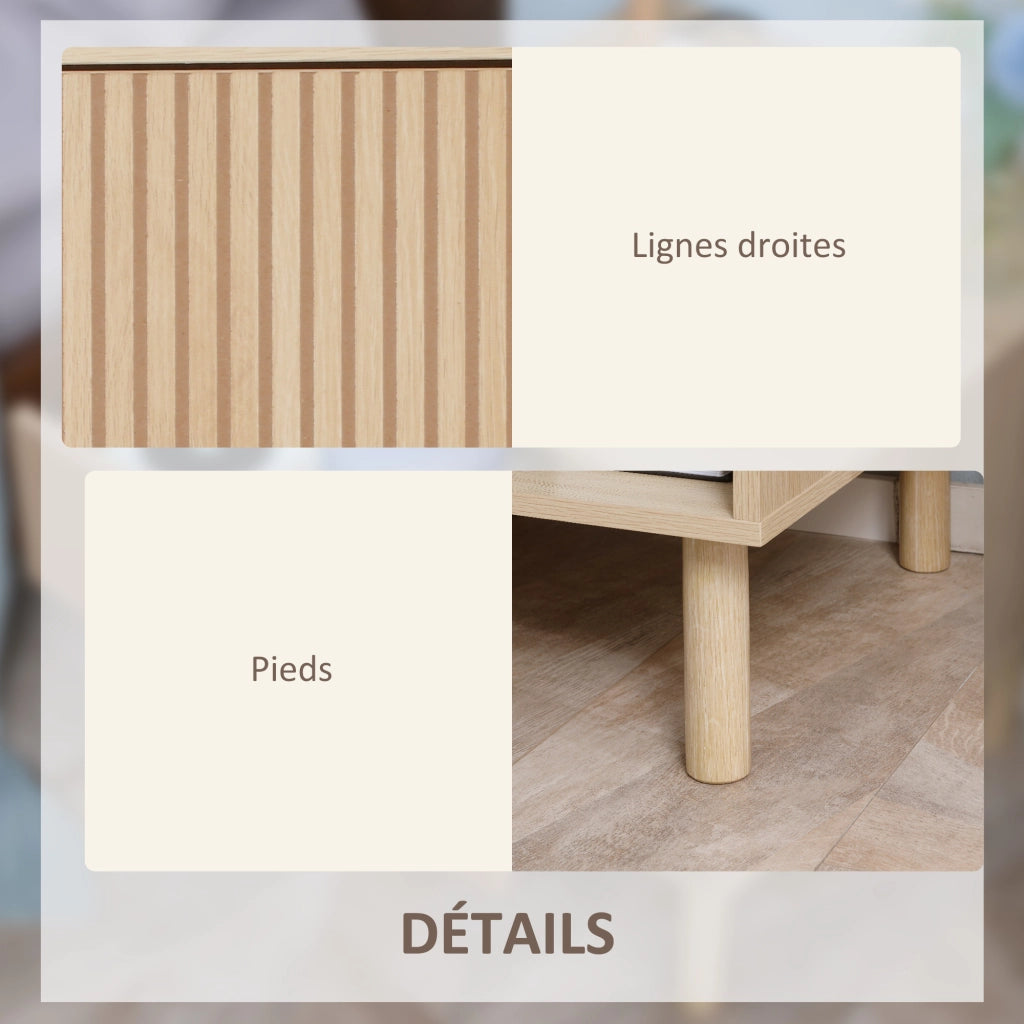 Comodino con cassetti e ripiani ¨C zephmum ¨C Legno naturale 47x47x50 cm