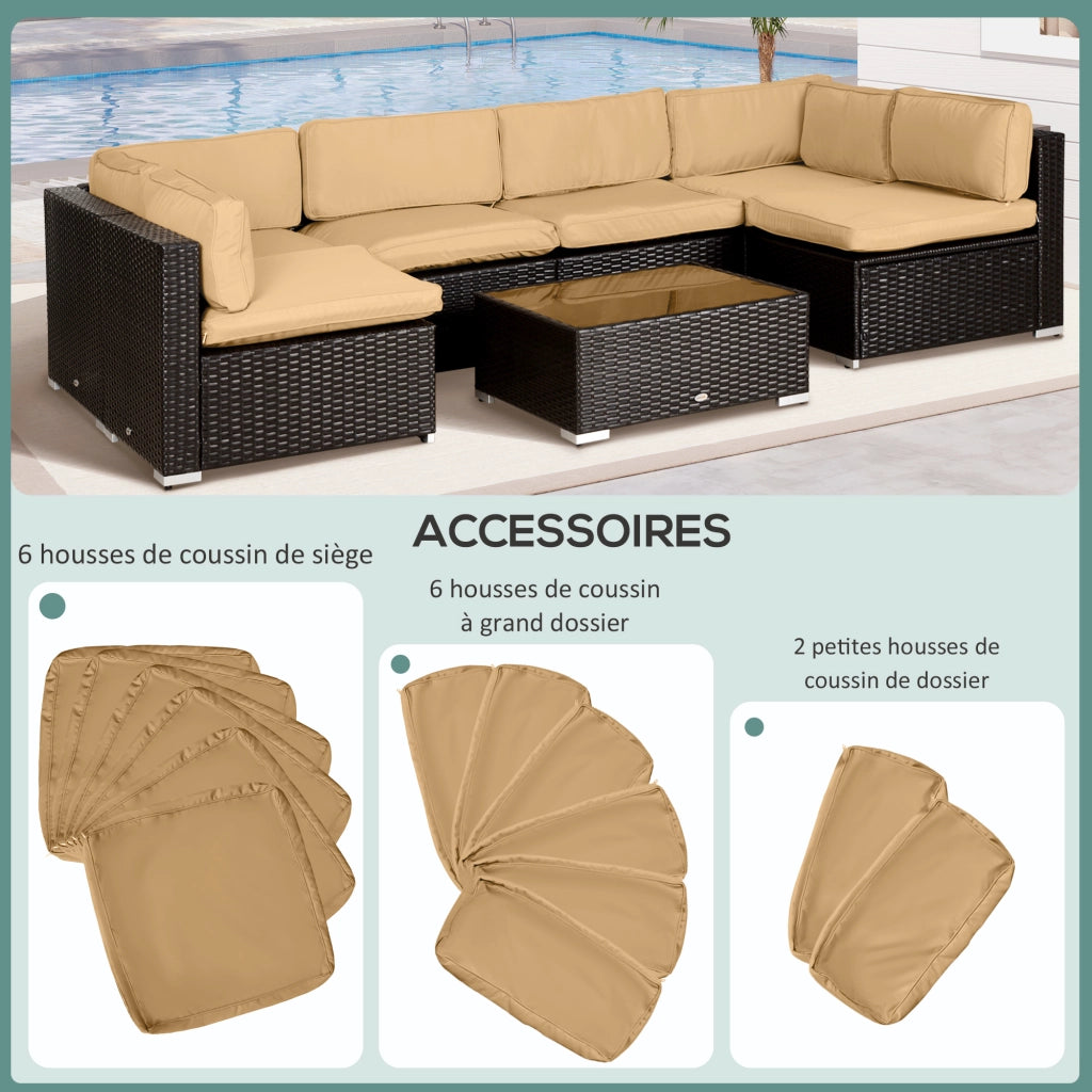 Set 14 Fodere Ricambio Cuscini Salotto Giardino ¨C Xylo ¨C 6 Seduta + 8 Schienale Marrone