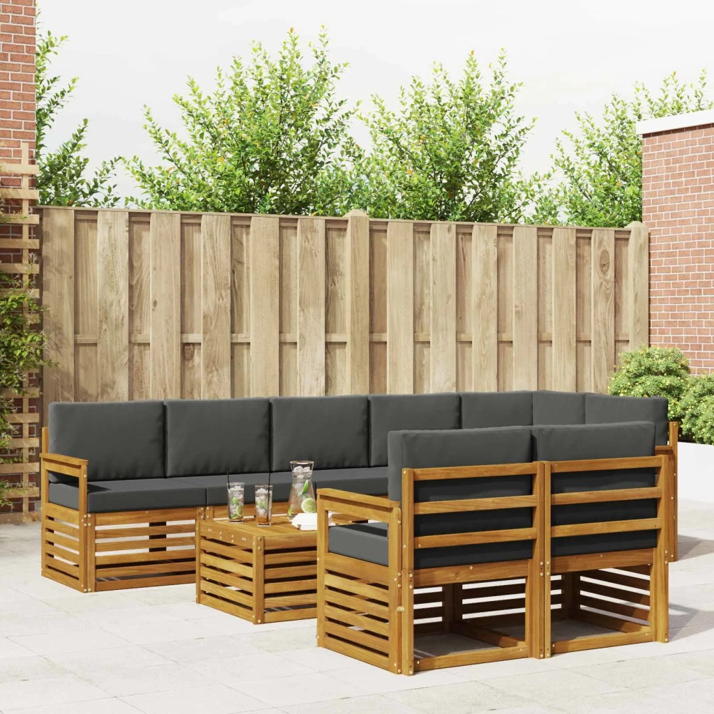 Set divani 9 pcs Naturale e Antracite Legno di Acacia Massello 3375037